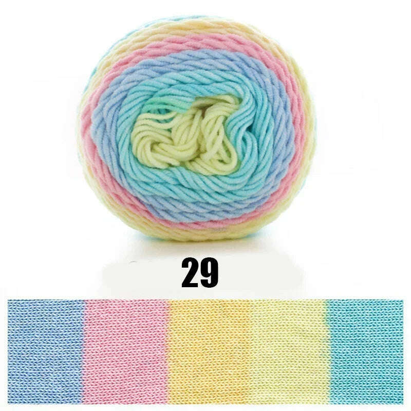 KIMLUD, 100g Rainbow Cotton Yarn Segment dyeing 5 strands of Milk Cotton Yarn DIY Hand knitted Sofa cushion Pillow Yarn 193meters, KIMLUD Womens Clothes