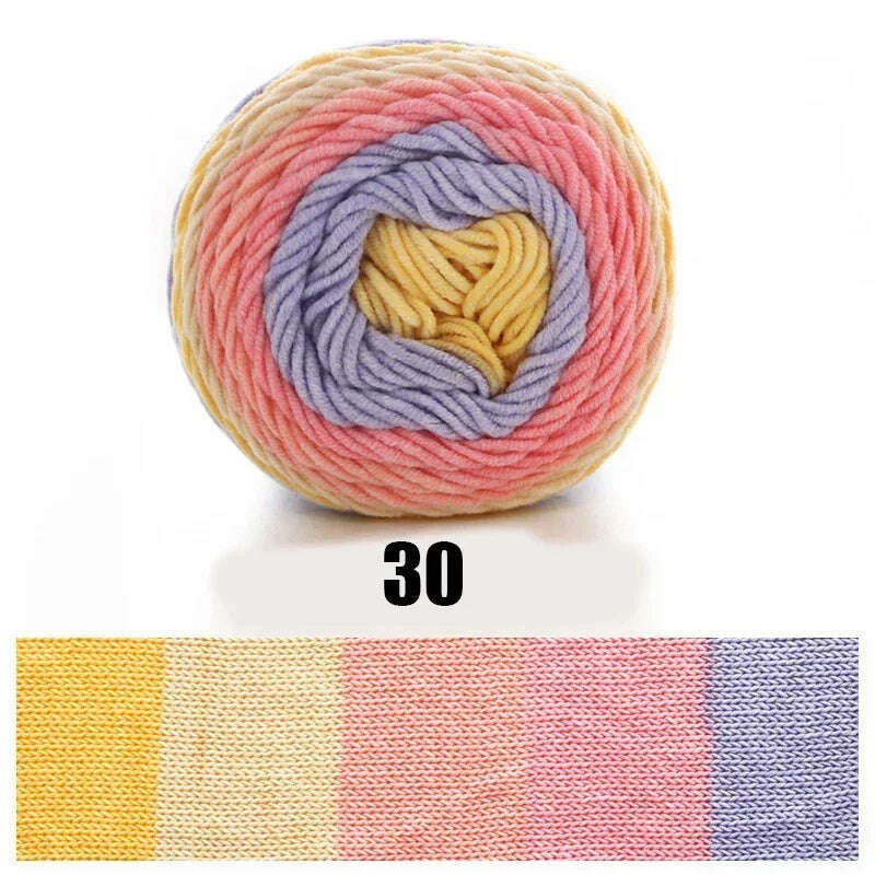 KIMLUD, 100g Rainbow Cotton Yarn Segment dyeing 5 strands of Milk Cotton Yarn DIY Hand knitted Sofa cushion Pillow Yarn 193meters, 1pc 30, KIMLUD APPAREL - Womens Clothes