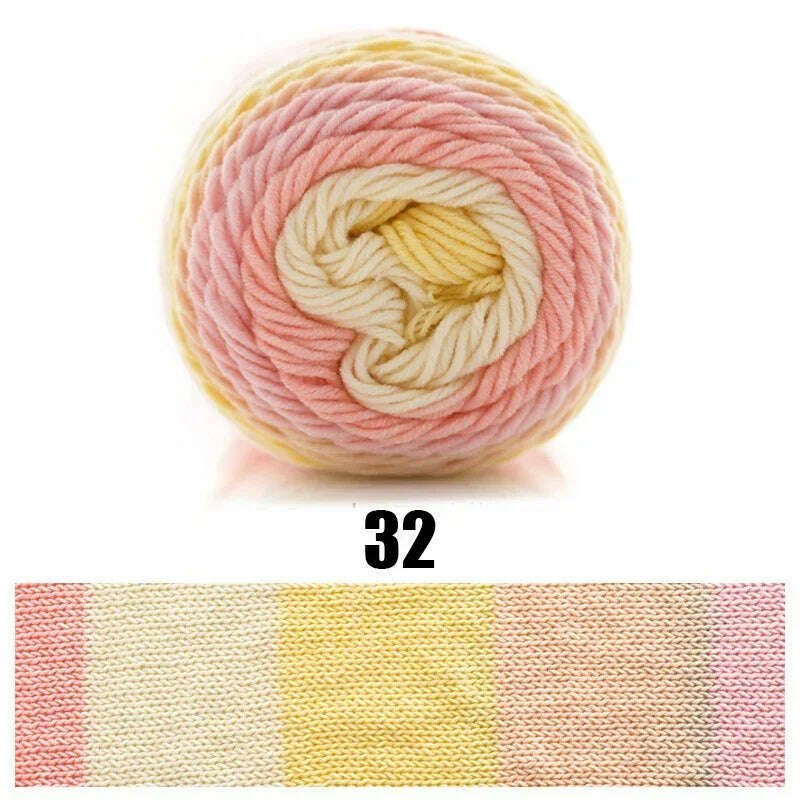 KIMLUD, 100g Rainbow Cotton Yarn Segment dyeing 5 strands of Milk Cotton Yarn DIY Hand knitted Sofa cushion Pillow Yarn 193meters, 1pc 32, KIMLUD APPAREL - Womens Clothes