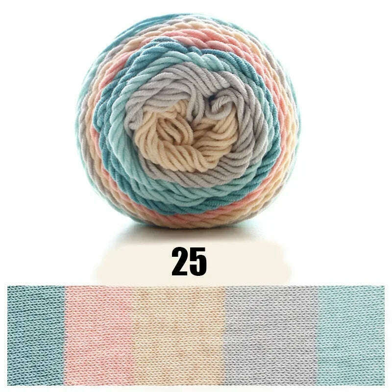 KIMLUD, 100g Rainbow Cotton Yarn Segment dyeing 5 strands of Milk Cotton Yarn DIY Hand knitted Sofa cushion Pillow Yarn 193meters, 1pc 25, KIMLUD APPAREL - Womens Clothes