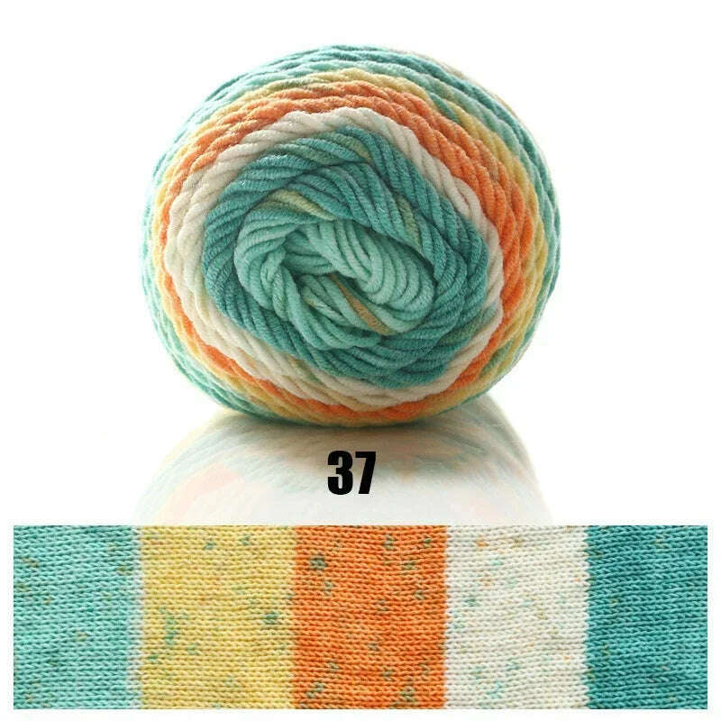 KIMLUD, 100g Rainbow Cotton Yarn Segment dyeing 5 strands of Milk Cotton Yarn DIY Hand knitted Sofa cushion Pillow Yarn 193meters, 1pc 37, KIMLUD APPAREL - Womens Clothes