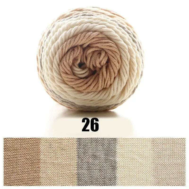 KIMLUD, 100g Rainbow Cotton Yarn Segment dyeing 5 strands of Milk Cotton Yarn DIY Hand knitted Sofa cushion Pillow Yarn 193meters, 1pc 26, KIMLUD APPAREL - Womens Clothes