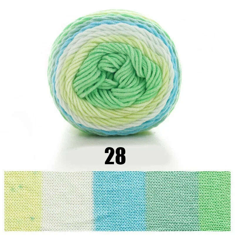 KIMLUD, 100g Rainbow Cotton Yarn Segment dyeing 5 strands of Milk Cotton Yarn DIY Hand knitted Sofa cushion Pillow Yarn 193meters, KIMLUD Womens Clothes