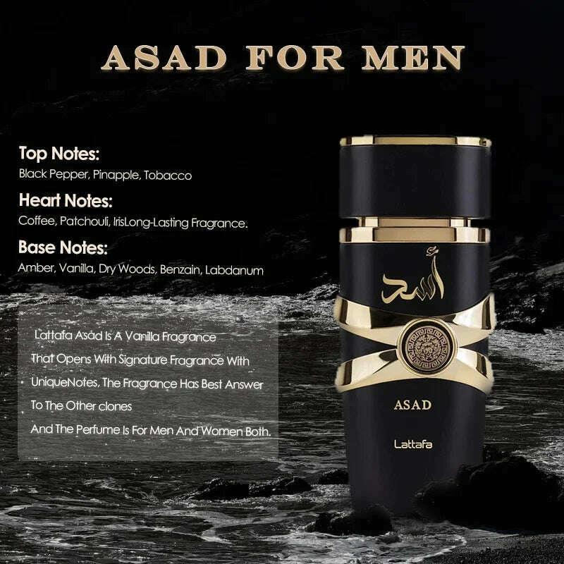 KIMLUD, 100ml Perfume Hombre Oil Original Eau De Parfum Body Spray Deodorants Men Women Gift Yara Mor Tous Asad Femme Lasting Fragrances, Asad for Men, KIMLUD APPAREL - Womens Clothes