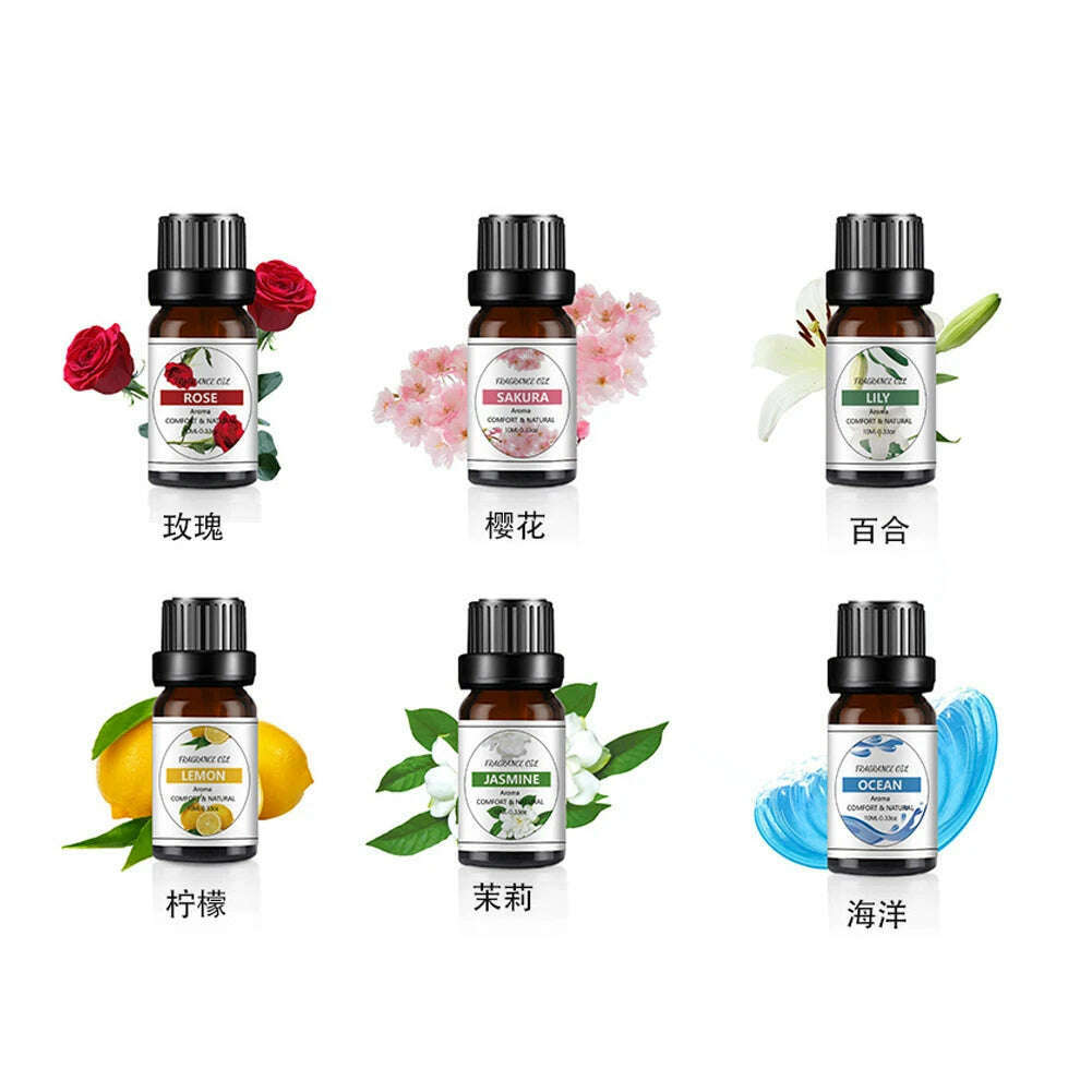 10ML Aromatherapy Essential Oil Perfume Lemon Lily Mint Jasmine Natural Plant Extraction Essential Oil Home Fragrance Products - KIMLUD