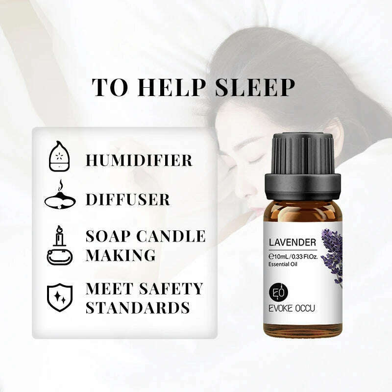 10ML Essential Oils for Diffuser Humidifier Aroma Oil Vanilla Eucalyptus Jasmine Rose Lavender Rosemary Peppermint Tea Tree - KIMLUD