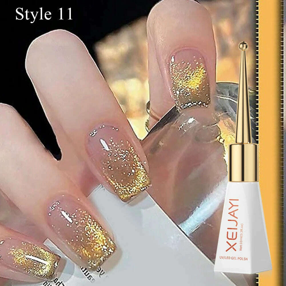 KIMLUD, 10ml Glitter Cat eye Magnetic Nail Gel Polish Semi Permanent Aurora Crystal Nail Gel Sparkling Soak Off UV Gel Nail Art Varnish, KIMLUD Womens Clothes