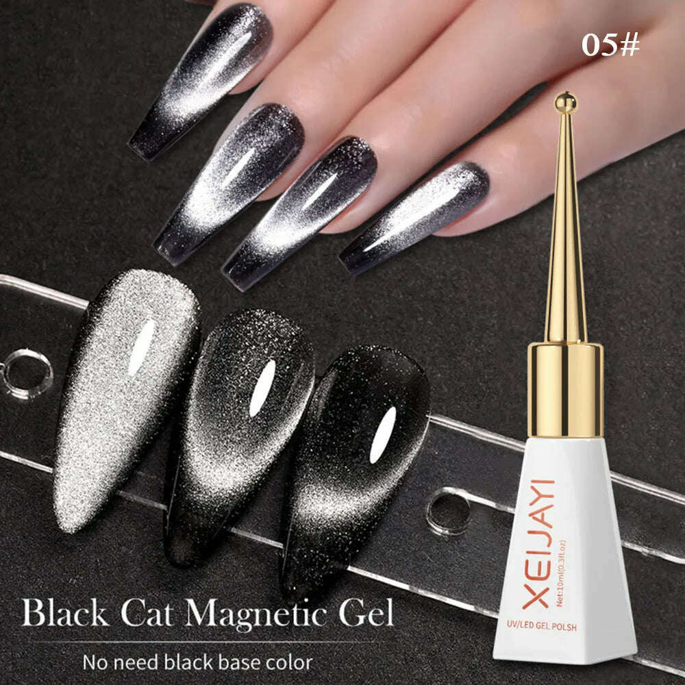 KIMLUD, 10ml Glitter Cat eye Magnetic Nail Gel Polish Semi Permanent Aurora Crystal Nail Gel Sparkling Soak Off UV Gel Nail Art Varnish, 05, KIMLUD APPAREL - Womens Clothes