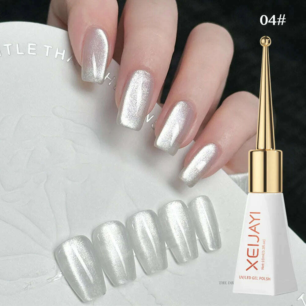 KIMLUD, 10ml Glitter Cat eye Magnetic Nail Gel Polish Semi Permanent Aurora Crystal Nail Gel Sparkling Soak Off UV Gel Nail Art Varnish, 04, KIMLUD APPAREL - Womens Clothes