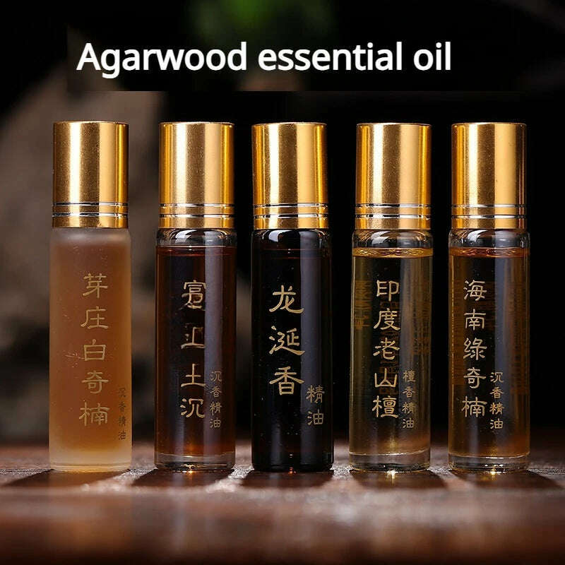 10ml Natural Incense Essential Oil Rolling Ball Type Agilawood Sandalwood Home Office Aroma Diffuser Soothing/purifying Air - KIMLUD