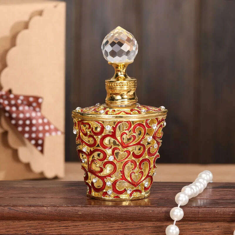 KIMLUD, 10ml Vintage Perfume Refill Bottle Arab Dubai Style Handmade Parfume Refillable Mini Empty Dropper Bottle Essential Oil Bottles, KIMLUD Womens Clothes