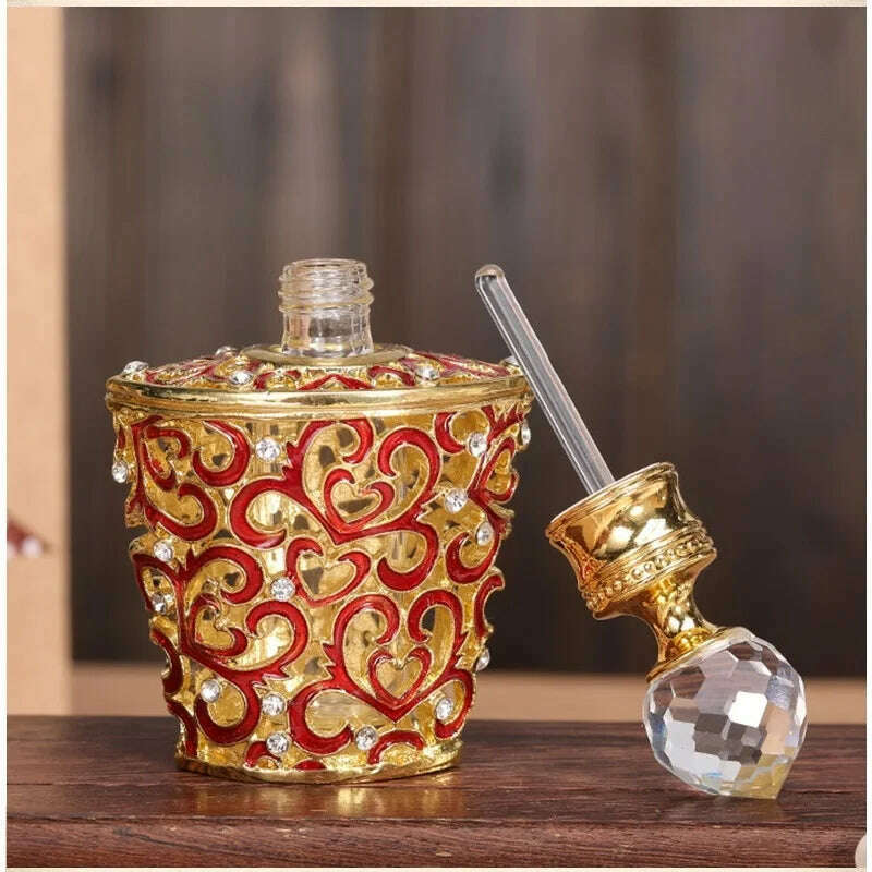 10ml Vintage Perfume Refill Bottle Arab Dubai Style Handmade Parfume Refillable Mini Empty Dropper Bottle Essential Oil Bottles - KIMLUD