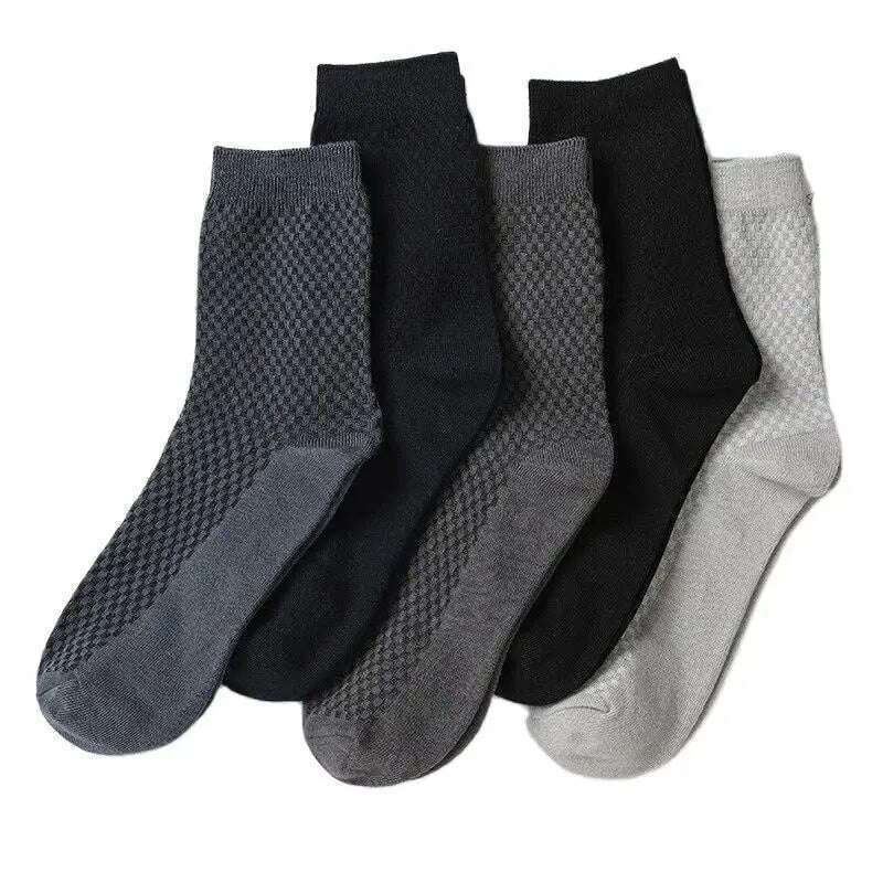 KIMLUD, 10Pairs Mens Bamboo Fiber Socks Casual Business Socks Anti-Bacterial Deodorant Breathable Cotton Sock for Men Middle Tube Socks, KIMLUD Womens Clothes