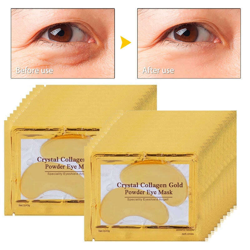 KIMLUD, 10pcs Crystal Collagen Gold Powder Eye Mask Anti-Aging Dark Circles Acne Beauty Patches For Eye Skin Care Korean Cosmetics, KIMLUD Womens Clothes