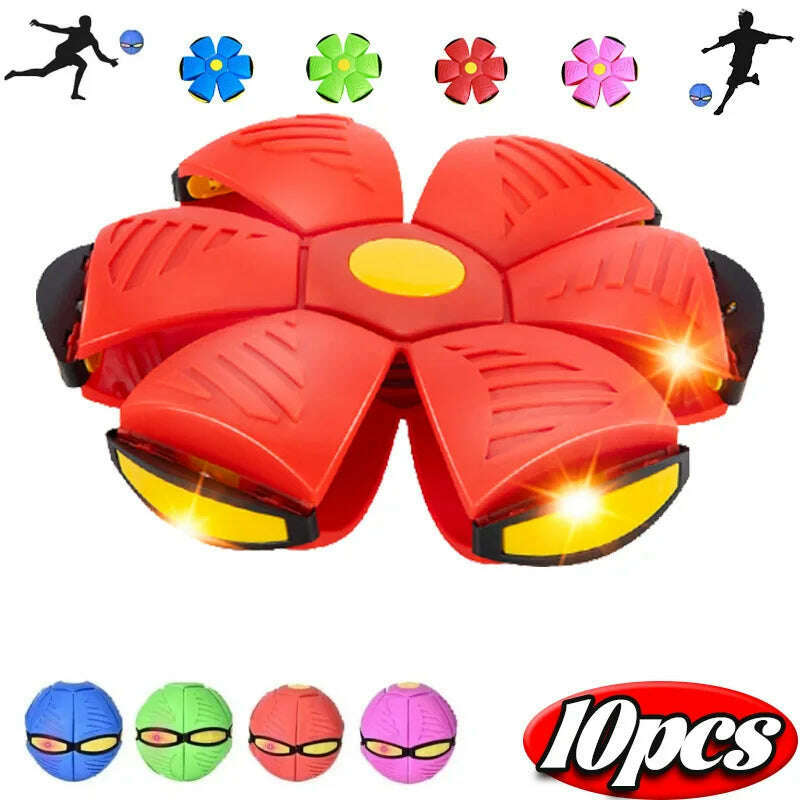 10pcs Flying Saucer Ball Outdoor Parent Children Toy Foot Magic Deformation Foot Pressure Decompression Vent Teasing Dogs Ball - KIMLUD