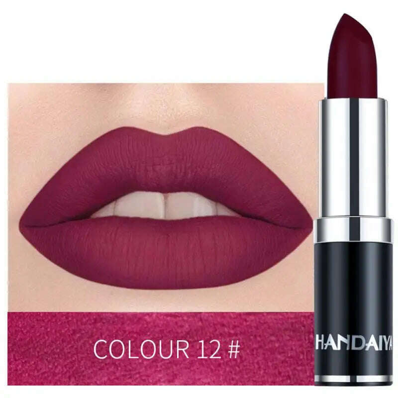 KIMLUD, 12 Color Lipstick Lip Makeup Sexy Woman Velvet Matte Lipgross Tint For Lips Long Lasting Waterproof Non-stick Cup Lip Cosmetics, A12 / CHINA, KIMLUD APPAREL - Womens Clothes