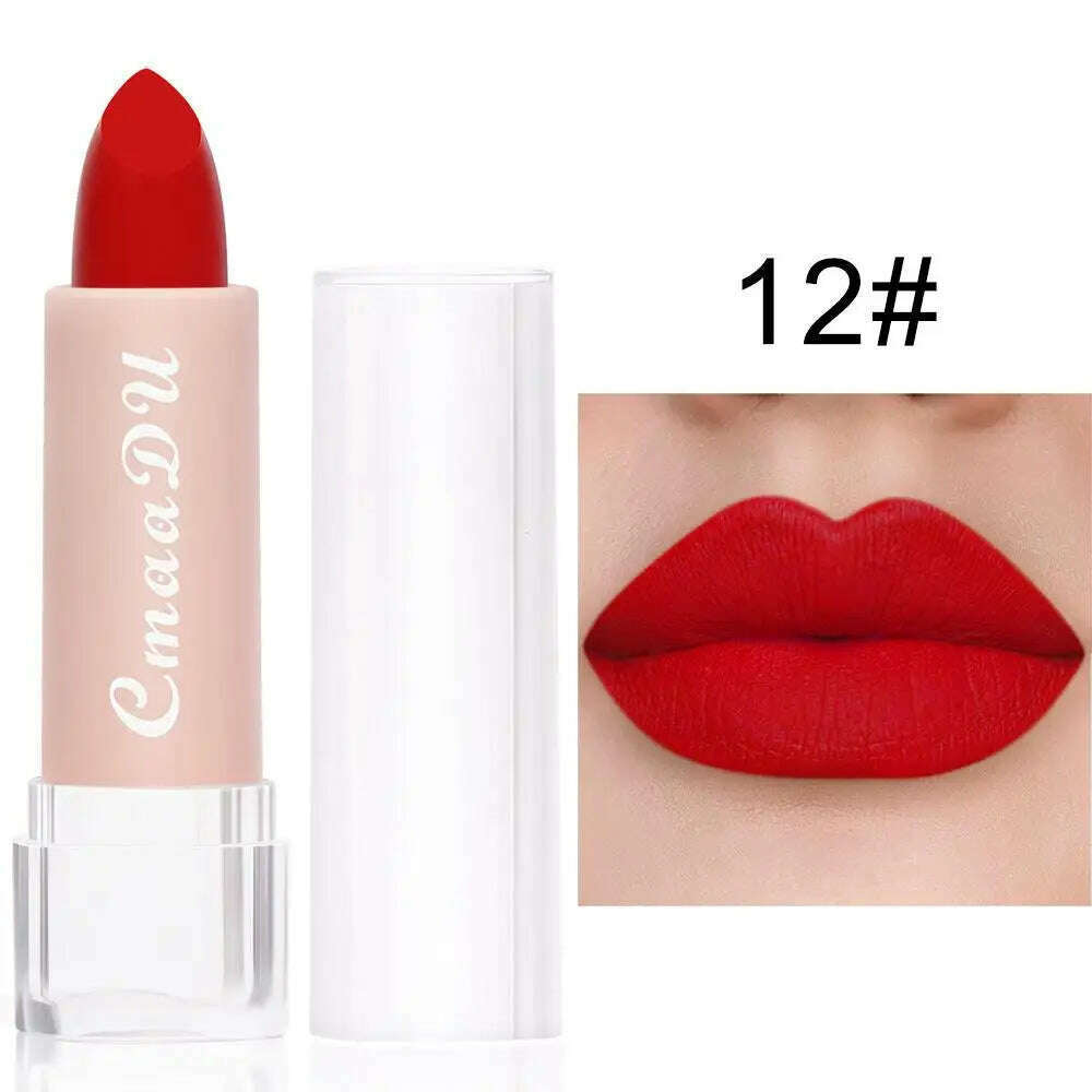 KIMLUD, 12 Color Lipstick Lip Makeup Sexy Woman Velvet Matte Lipgross Tint For Lips Long Lasting Waterproof Non-stick Cup Lip Cosmetics, B12 / CHINA, KIMLUD APPAREL - Womens Clothes