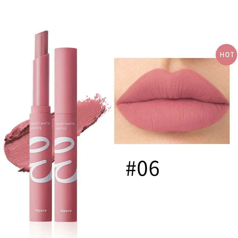 KIMLUD, 12 Colors Matte  Lipstick  Waterproof  Long Lasting Nude Pink Velvet Lipsticks Non Stick Nude Series  Lip Tint  Cosmetic Makeup, 06, KIMLUD APPAREL - Womens Clothes