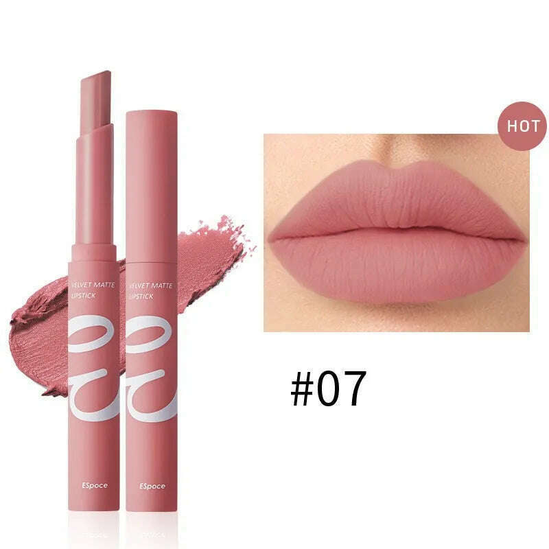 KIMLUD, 12 Colors Matte  Lipstick  Waterproof  Long Lasting Nude Pink Velvet Lipsticks Non Stick Nude Series  Lip Tint  Cosmetic Makeup, 07, KIMLUD APPAREL - Womens Clothes