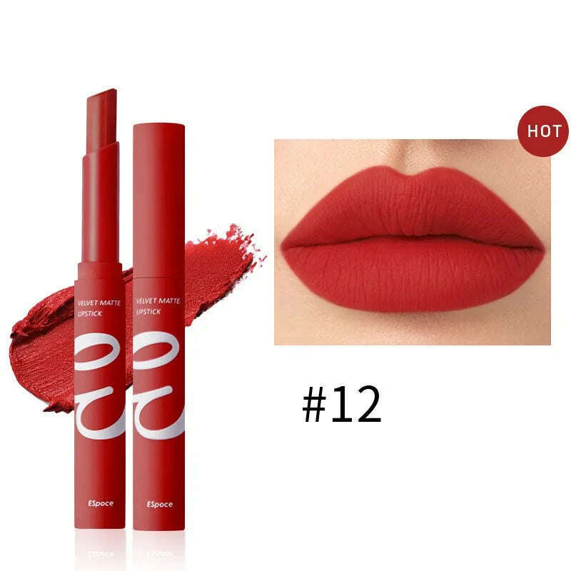 KIMLUD, 12 Colors Matte  Lipstick  Waterproof  Long Lasting Nude Pink Velvet Lipsticks Non Stick Nude Series  Lip Tint  Cosmetic Makeup, 12, KIMLUD APPAREL - Womens Clothes