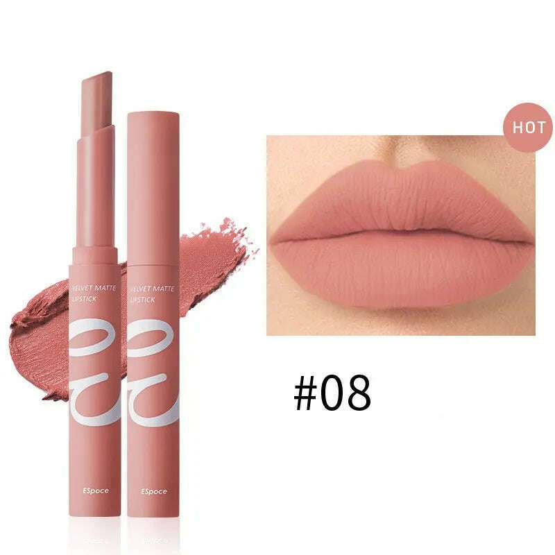 KIMLUD, 12 Colors Matte  Lipstick  Waterproof  Long Lasting Nude Pink Velvet Lipsticks Non Stick Nude Series  Lip Tint  Cosmetic Makeup, 08, KIMLUD APPAREL - Womens Clothes