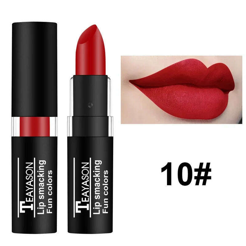 KIMLUD, 12 Colors Nude Matte Lipsticks Waterproof Long Lasting Non-stick Cup Sexy Nude Brown Red Black Velvet Lipstick Makeup Cosmetics, 10, KIMLUD APPAREL - Womens Clothes