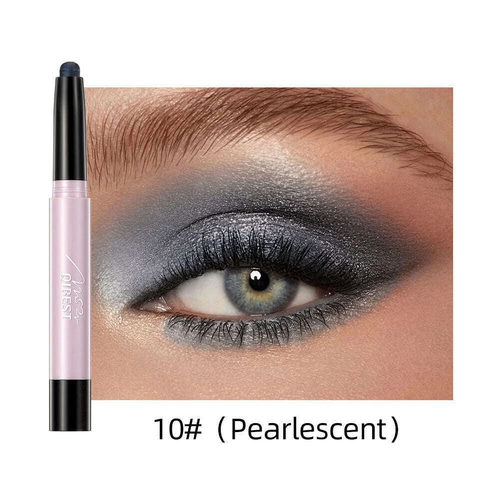 KIMLUD, 12 Colors Pearlescent Eyeshadow Eyeliner Pencil Waterproof Glitter Matte Nude Eye Shadow Makeup Pigment Silkworm Eyeshadow Pens, 10 Pearlescent, KIMLUD APPAREL - Womens Clothes