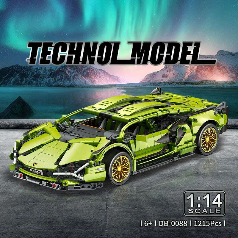 KIMLUD, 1215PCS Technical Green Lamborghinis Super Sports Car Building Block MOC Model Racing Vehicle Assemble Bricks Toy For Kids Gifts, KIMLUD Womens Clothes