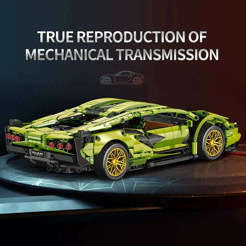 1215PCS Technical Green Lamborghinis Super Sports Car Building Block MOC Model Racing Vehicle Assemble Bricks Toy For Kids Gifts - KIMLUD