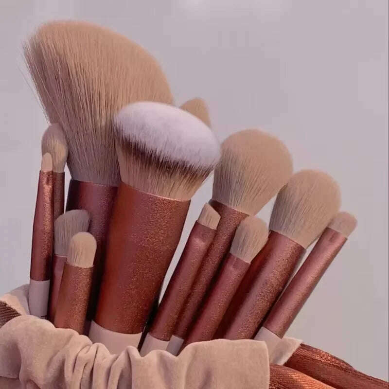 13 PCS Colorful Makeup Brush Set Eyeshadow Foundation Complete Makeup Brushes Eyeshadow Blush Beauty Softening Makeup Tools - KIMLUD