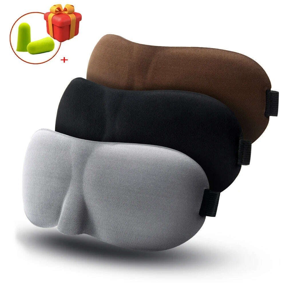 KIMLUD, 1/3 Pcs Sleep Mask Blindfold Sleeping Aid 3D Soft Memory Foam Eye mask for Sleeping Travel Blockout Light Slaapmasker Eye Cover, Brown-Black-Gray, KIMLUD APPAREL - Womens Clothes