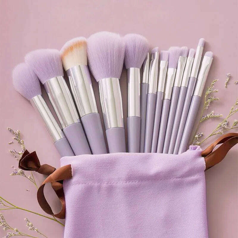 KIMLUD, 13Pcs Soft Fluffy Makeup Brushes Set for cosmetics Foundation Blush Powder Eyeshadow Kabuki Blending Makeup brush beauty tool, 13Pcs-velvet bag 4, KIMLUD APPAREL - Womens Clothes