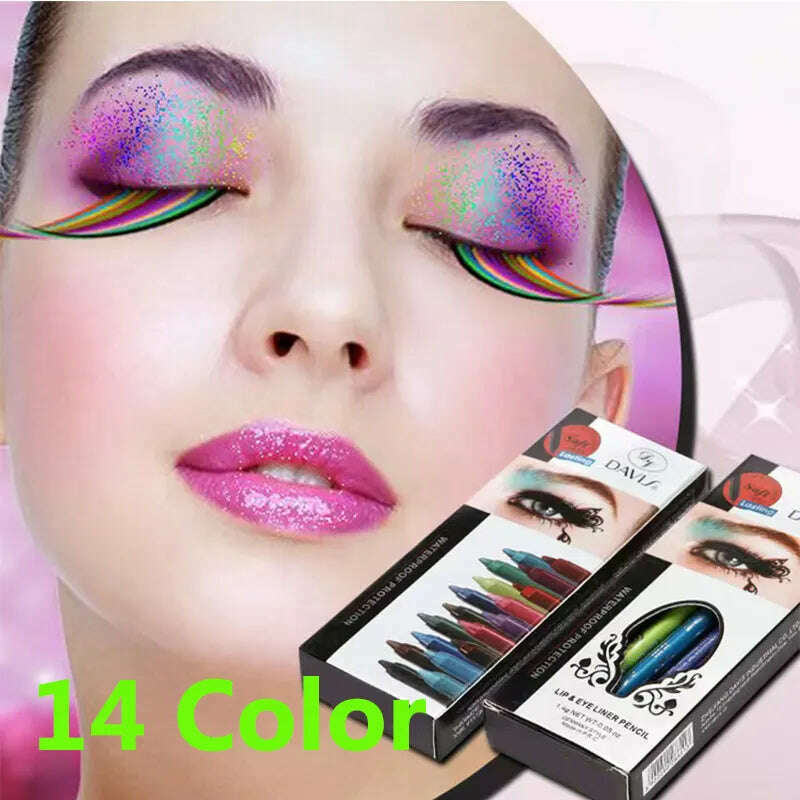 KIMLUD, 14 Color Eye Liner Pen5/10PCS Colored Eyeliner Waterproof Makeup Tools Blue Red Green White Gold Brown Eye Cosmestics, KIMLUD Womens Clothes