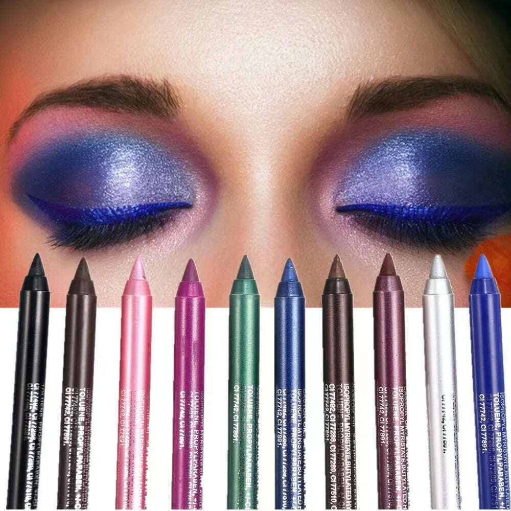 KIMLUD, 14 Color Eye Liner Pen5/10PCS Colored Eyeliner Waterproof Makeup Tools Blue Red Green White Gold Brown Eye Cosmestics, KIMLUD Womens Clothes