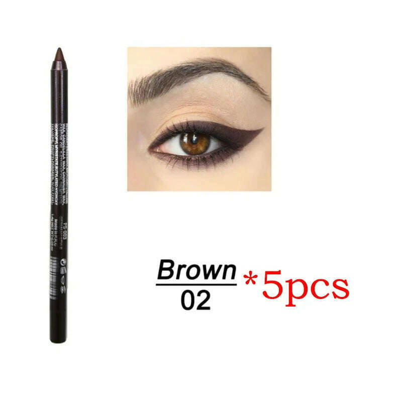 KIMLUD, 14 Color Eye Liner Pen5/10PCS Colored Eyeliner Waterproof Makeup Tools Blue Red Green White Gold Brown Eye Cosmestics, 5pcs 02, KIMLUD APPAREL - Womens Clothes