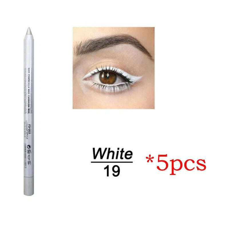 KIMLUD, 14 Color Eye Liner Pen5/10PCS Colored Eyeliner Waterproof Makeup Tools Blue Red Green White Gold Brown Eye Cosmestics, 5pcs 19, KIMLUD APPAREL - Womens Clothes