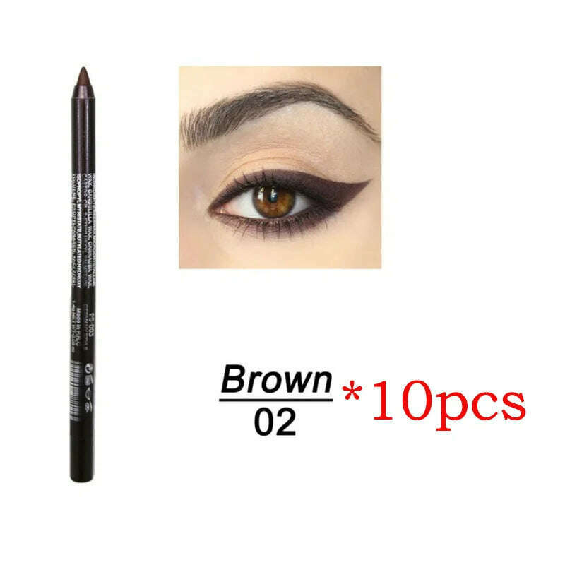 KIMLUD, 14 Color Eye Liner Pen5/10PCS Colored Eyeliner Waterproof Makeup Tools Blue Red Green White Gold Brown Eye Cosmestics, 10pcs 02, KIMLUD APPAREL - Womens Clothes