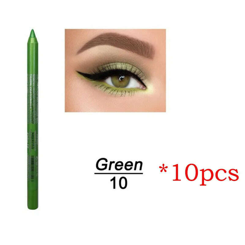 KIMLUD, 14 Color Eye Liner Pen5/10PCS Colored Eyeliner Waterproof Makeup Tools Blue Red Green White Gold Brown Eye Cosmestics, 10pcs 10, KIMLUD APPAREL - Womens Clothes