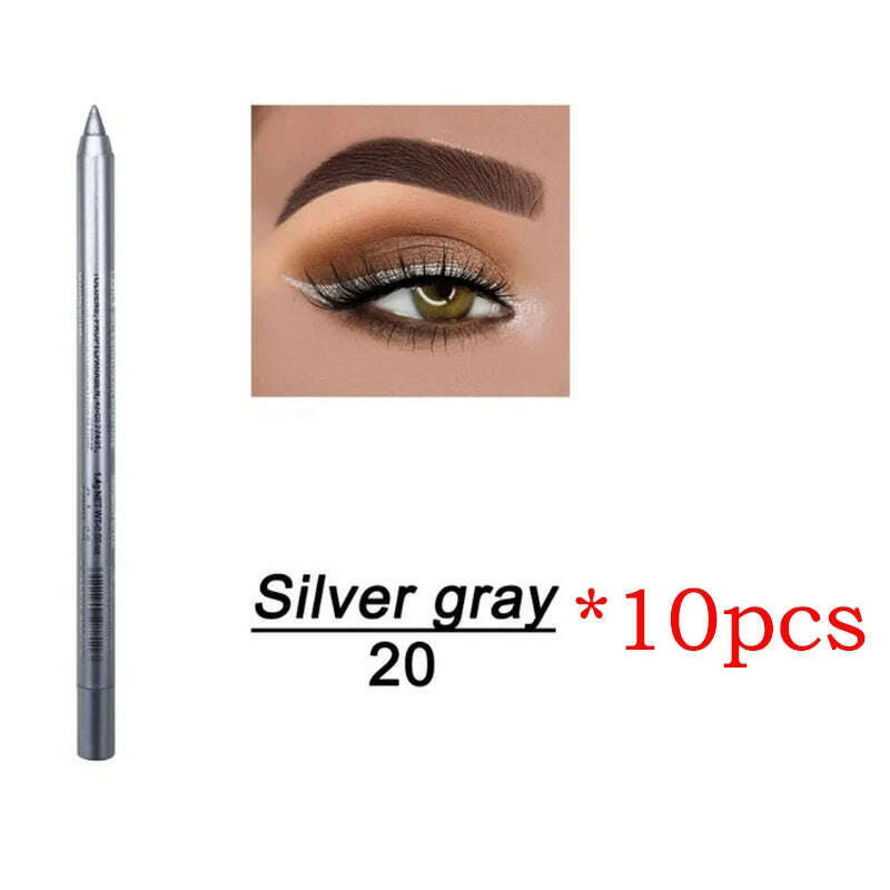 KIMLUD, 14 Color Eye Liner Pen5/10PCS Colored Eyeliner Waterproof Makeup Tools Blue Red Green White Gold Brown Eye Cosmestics, 10pcs 20, KIMLUD APPAREL - Womens Clothes