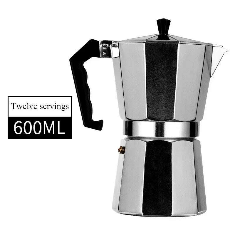 KIMLUD, 150 300 600 Aluminum Moka Pot with Electric Burner Stove Top Coffee Maker Espresso Percolator Mocha Kettle Heater Home Household, 600ml, KIMLUD APPAREL - Womens Clothes