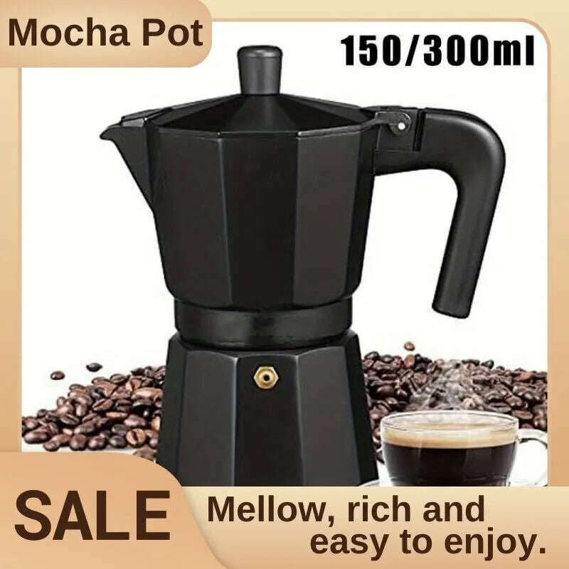 150/300/450ml Moka Pot Stovetop Camping Manual Cuban Coffee Maker Manual Camping Cuban Coffee Brewer for Making Cappuccino Latte - KIMLUD