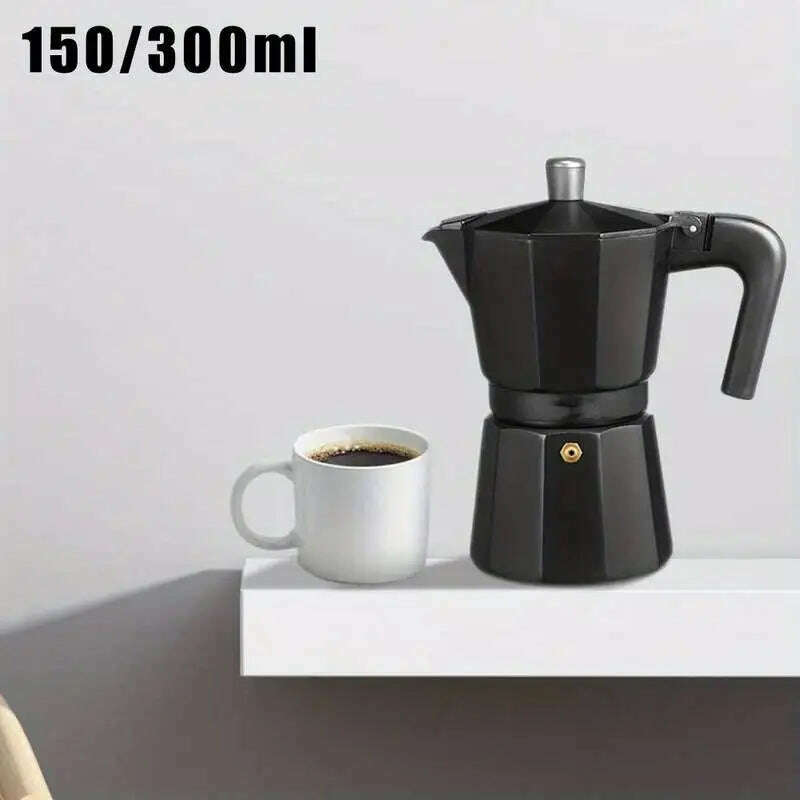 150/300/450ml Moka Pot Stovetop Camping Manual Cuban Coffee Maker Manual Camping Cuban Coffee Brewer for Making Cappuccino Latte - KIMLUD