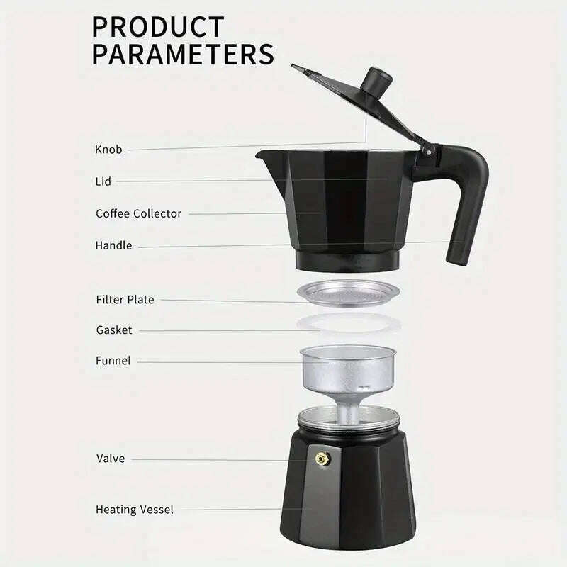 150/300/450ml Moka Pot Stovetop Camping Manual Cuban Coffee Maker Manual Camping Cuban Coffee Brewer for Making Cappuccino Latte - KIMLUD