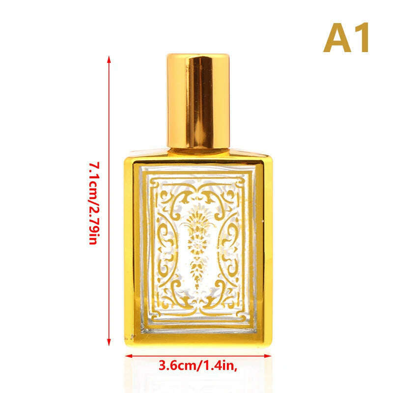 KIMLUD, 15ml Gold Arabic Crystal Attar Oil Bottle Essential Oil Bottle Glass Bottle For Perfume Oil With Roller Ball, A1, KIMLUD APPAREL - Womens Clothes