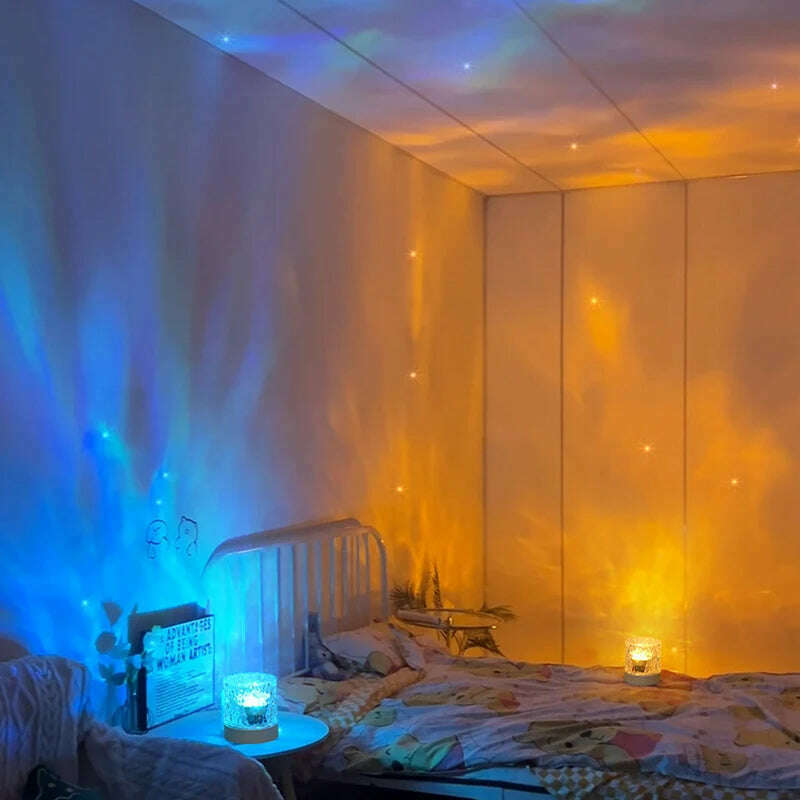 16 Color Dynamic Water Ripple Night Light USB Rechargeable Bedroom Atmosphere light Bedside Flame Table Light Creative Gift - KIMLUD