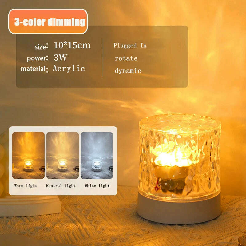 16 Color Dynamic Water Ripple Night Light USB Rechargeable Bedroom Atmosphere light Bedside Flame Table Light Creative Gift - KIMLUD