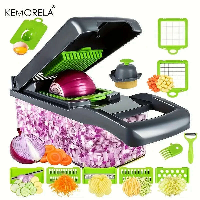 16 in 1 Multifunctional Vegetable Slicer Cutter Shredders Slicer With Basket Fruit Potato Onion Mincer Chopper Carrot Grater - KIMLUD