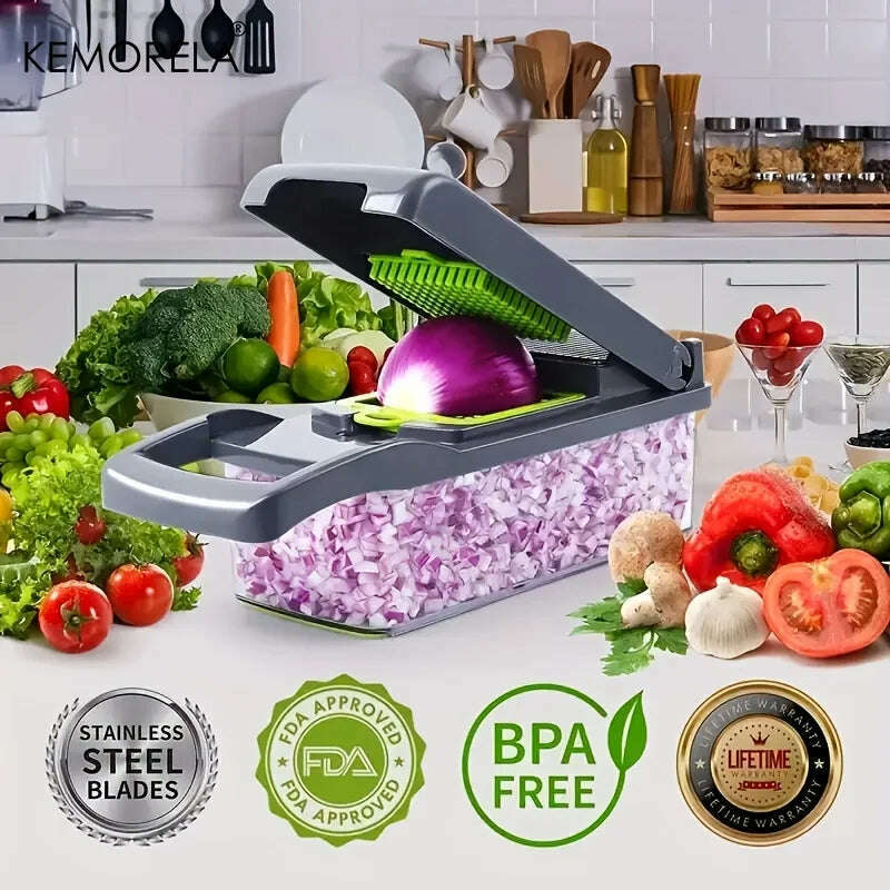 16 in 1 Multifunctional Vegetable Slicer Cutter Shredders Slicer With Basket Fruit Potato Onion Mincer Chopper Carrot Grater - KIMLUD