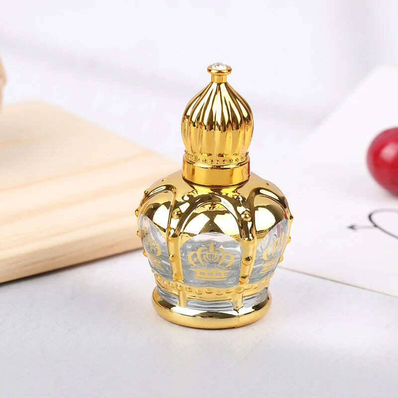 KIMLUD, 16ml Gold Arabic Crystal Essential Oil Bottles Attar Oud Glass Perfume Bottles with Glass Roll-on Essential Oil Bottle Travel, KIMLUD Womens Clothes