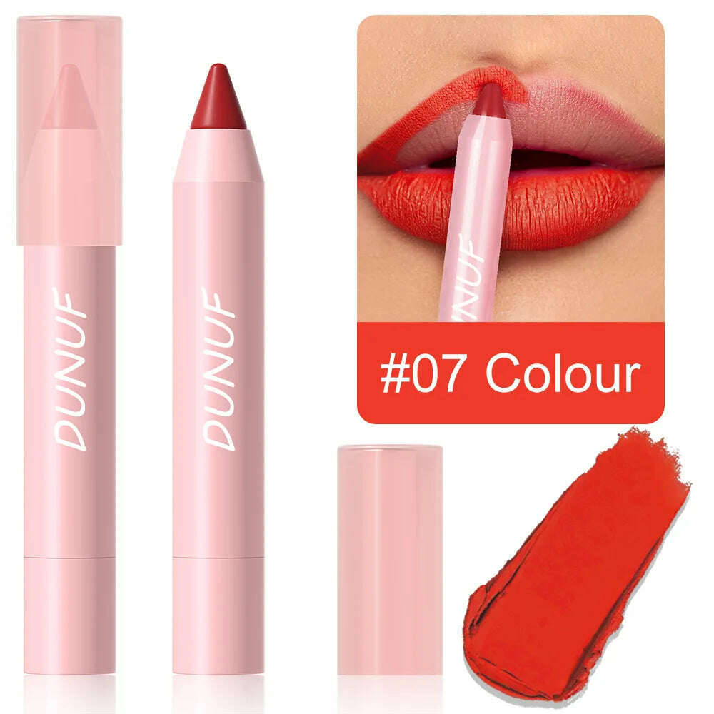 KIMLUD, 18-Colors Lipstick Pencil Waterproof Sexy Red Matte Contour Tint Lipstick Lasting Non-stick Cup Lipliner Pen Lip Makeup Cosmetic, 07, KIMLUD APPAREL - Womens Clothes